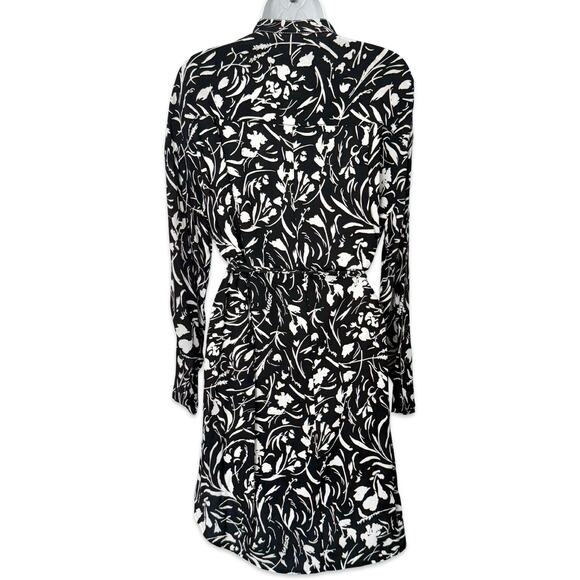 Proenza Schouler Black White Floral Button Long Sleeve Shirt Dress sz 2 NEW Tags - Picture 15 of 16